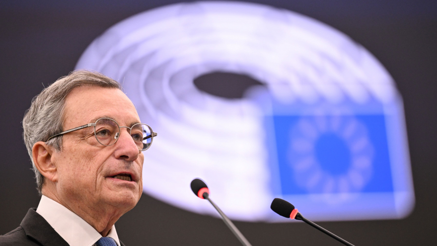 Mario Draghi podczas wystąpienia w Parlamencie Europejskim; fot. © European Union 2024 - Source : EP